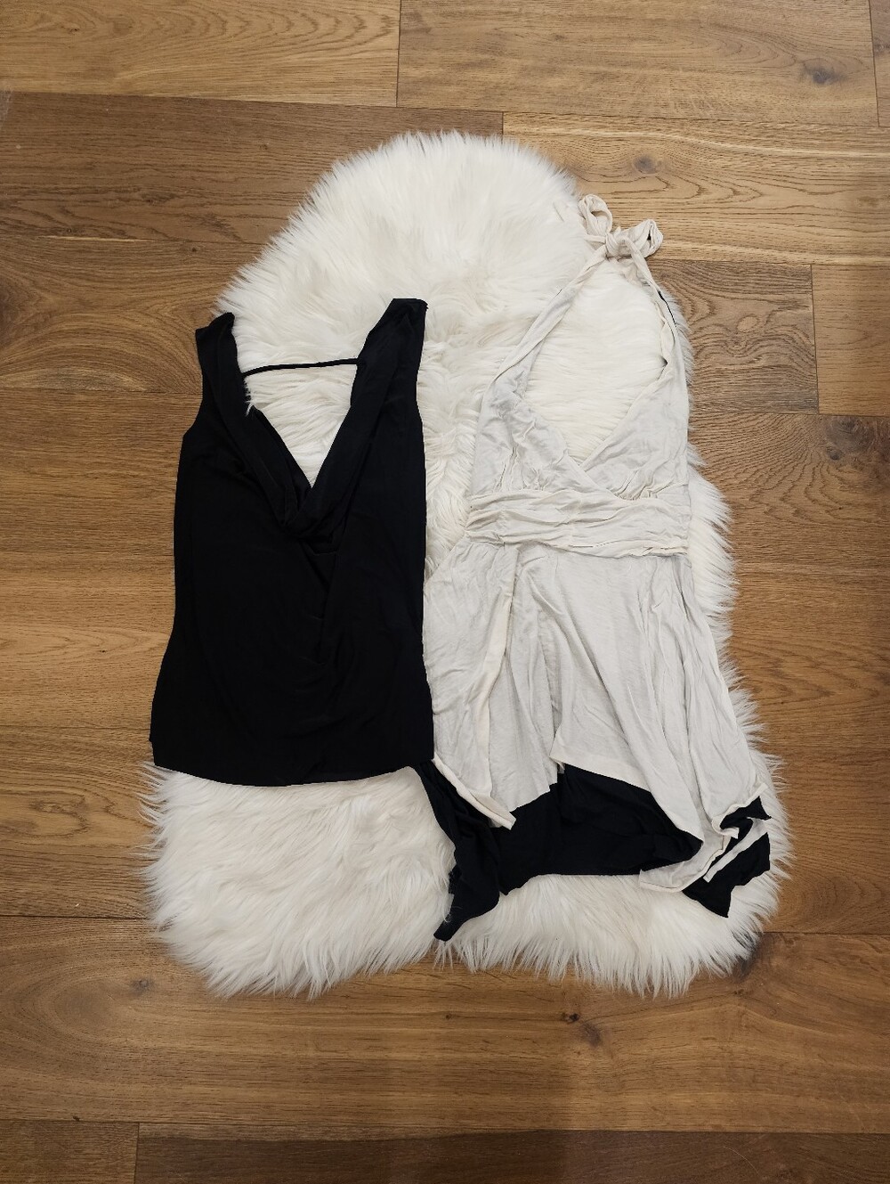 Vintage Black and Cream Halter & Tank Top Set